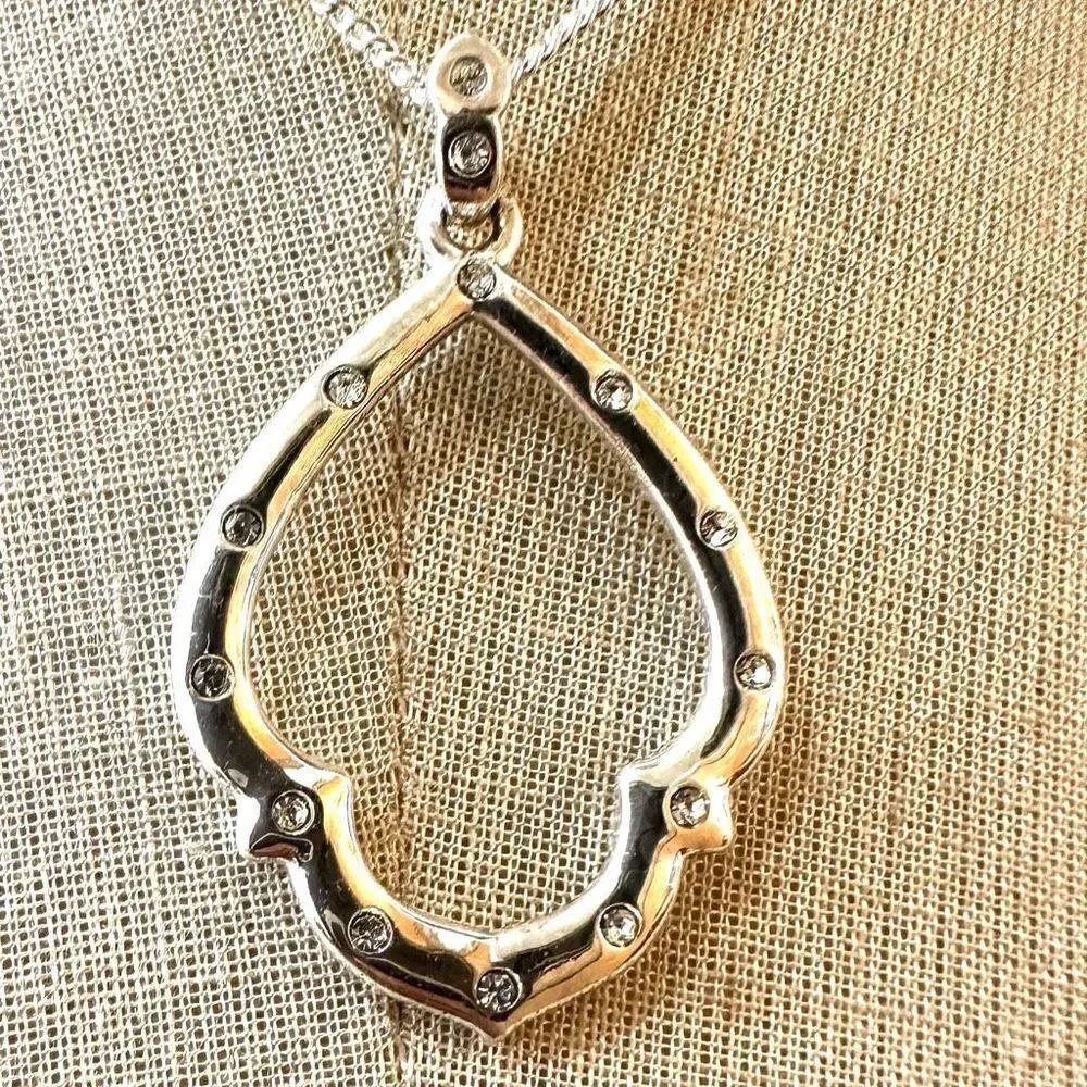 Avon silver tone rhinestone abstract oval necklace